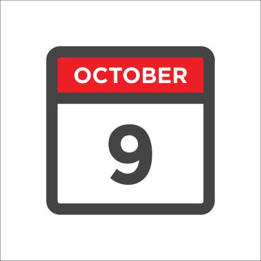 9 Ekim takvim simgesi - ayın günü