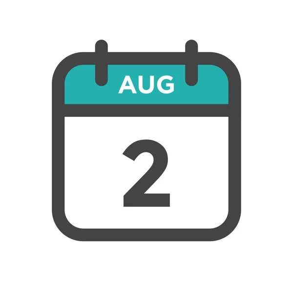 八月二日历日或日历截止日及预约日期 — 图库矢量图片