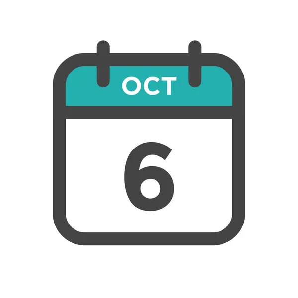 十月六日历日或日历截止日及预约日期 — 图库矢量图片