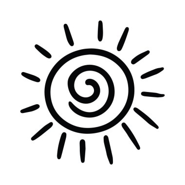 Güneş ikonu El Çizimi - Kalın Siyah Çizgiler