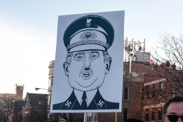 Donald Trump Depicted As A Nazi On A Picket Sign — Stock Photo, Image