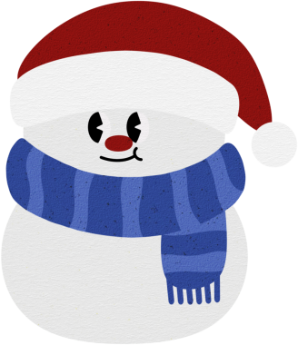 Mavi Fular Giyen Sevimli Kardan Adam Çizgi Filmi