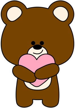 Sevimli Oyuncak Ayı Pembe Yürekli Çizgi Film Çizimi Sevgi, Sevgililer ve Çocuklar Tasarımı