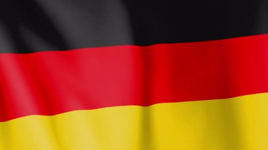 Almanya bayrağı animasyon arka planı. Alman ulusunun ve kültürünün sembolü. Rüzgar görüntülerinde dalgalanan bayrak.