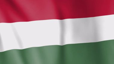 Macar animasyon geçmişi bayrağı. Macar ulusunun ve kültürünün sembolü. Rüzgar görüntülerinde dalgalanan bayrak.