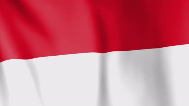 Endonezya animasyon geçmişi bayrağı. Endonezya ulusunun ve kültürünün sembolü. Rüzgar görüntülerinde dalgalanan bayrak.