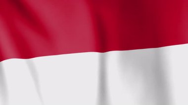 Monako animasyon arkaplanı bayrağı. Ulusun ve kültürün sembolü. Rüzgar görüntülerinde dalgalanan bayrak.