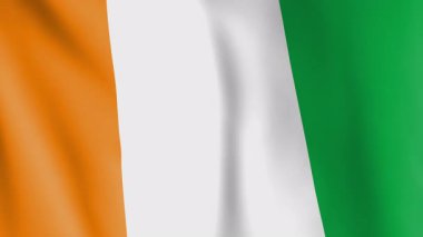 Fildişi Sahili animasyon arka planının bayrağı. Cote d 'Ivoire ulusunun ve kültürünün sembolü. Rüzgar görüntülerinde dalgalanan bayrak.