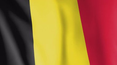 Belçika animasyon geçmişi bayrağı. Belçika ulusunun ve kültürünün sembolü. Rüzgar görüntülerinde dalgalanan bayrak.