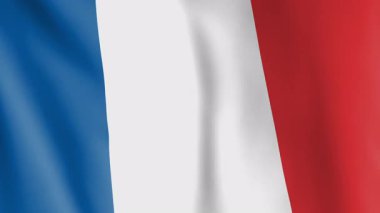 Fransız bayrağı canlandırılmış arka plan. Fransız ulusunun ve kültürünün sembolü. Rüzgar görüntülerinde dalgalanan bayrak.