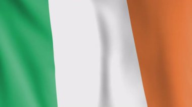 İrlanda bayrağı animasyon geçmişi. İrlanda ulusunun ve kültürünün sembolü. Rüzgar görüntülerinde dalgalanan bayrak.