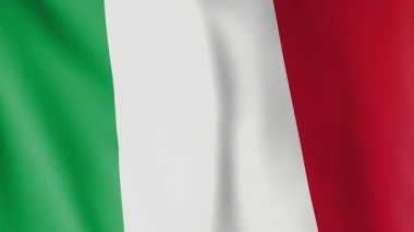 İtalya bayrağı animasyon arka planı. İtalyan ulusunun ve kültürünün sembolü. Rüzgar görüntülerinde dalgalanan bayrak.