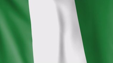 Nijerya animasyon geçmişi bayrağı. Nijerya ulusunun ve kültürünün sembolü. Rüzgar görüntülerinde dalgalanan bayrak.