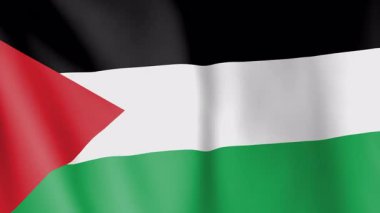 Filistin animasyon geçmişi bayrağı. Filistin devletinin ve kültürünün sembolü. Rüzgar görüntülerinde dalgalanan bayrak.