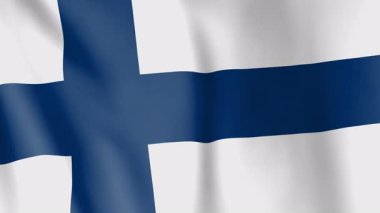 Finlandiya bayrağı animasyon geçmişi. Finlandiya ulusunun ve kültürünün sembolü. Rüzgar görüntülerinde dalgalanan bayrak. İşarete siniristilippu da denir..