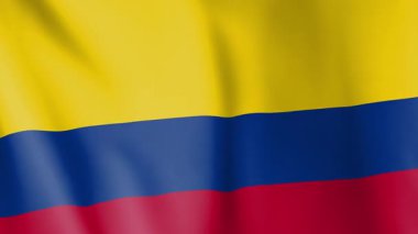 Kolombiya animasyon geçmişi. Kolombiya ulusunun ve kültürünün sembolü. Rüzgar görüntülerinde dalgalanan bayrak. Tabelanın adı da El Tricolor Nacional..