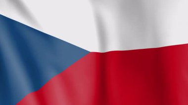 Çek Cumhuriyeti animasyon geçmişi bayrağı. Çek ulusunun ve kültürünün sembolü. Rüzgar görüntülerinde dalgalanan bayrak. İşaret aynı zamanda eski Çekoslovak bayrağı..
