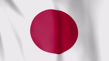 Japon bayrağı animasyon arka planı. Japon ulusunun ve kültürünün sembolü. Rüzgar görüntülerinde dalgalanan bayrak. Bu tabelaya Nisshoki (Güneş bayrağı) de denir.).