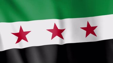 Suriye bayrağı (bağımsızlık) animasyon geçmişi. Suriye ulusunun ve kültürünün sembolü. Rüzgar görüntülerinde dalgalanan bayrak. Bu tabelaya devrim bayrağı da denir..