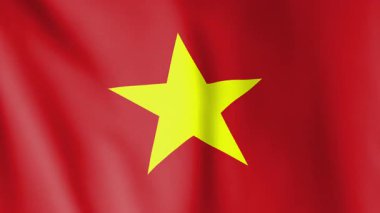 Vietnam bayrağı animasyon geçmişi. Vietnam ulusunun ve kültürünün sembolü. Rüzgar görüntülerinde dalgalanan bayrak. İşaret altın yıldızlı bir bayrak..