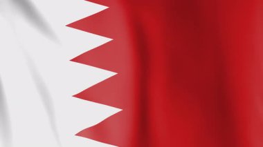Bahreyn bayrağı animasyon arka planı. Bahreyn ulusunun ve kültürünün sembolü. Rüzgar görüntülerinde dalgalanan bayrak. Bayrak renkleri kırmızı ve beyaz.
