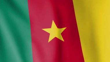 Kamerun animasyon arkaplanı bayrağı. Kamerun ulusunun ve kültürünün sembolü. Rüzgar görüntülerinde dalgalanan bayrak. Bayrak Afrika renklerini kullanır.