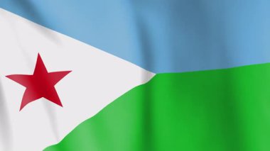 Cibuti animasyon geçmişi bayrağı. Cibuti ulusunun ve kültürünün sembolü. Rüzgar görüntülerinde dalgalanan bayrak. Doğu Afrika 'da Ülke.