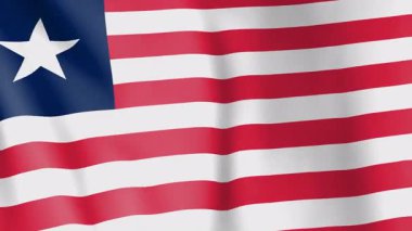 Liberya animasyon geçmişi bayrağı. Liberya ulusunun ve kültürünün sembolü. Rüzgar görüntülerinde dalgalanan bayrak. Bu tabelaya 