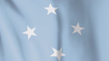 Mikronezya animasyon arka planı bayrağı. Mikronezya ulusunun ve kültürünün sembolü. Rüzgar görüntülerinde dalgalanan bayrak. Ada ülkesinin Devlet Asteğmeni.