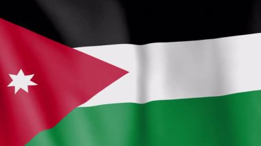 Ürdün animasyon geçmişi bayrağı. Ürdün ulusunun ve kültürünün sembolü. Rüzgar görüntülerinde dalgalanan bayrak. Devletin asteğmeni Arap kökenli..