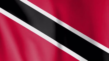 Trinidad ve Tobago animasyon geçmişi. Ulusun ve kültürün sembolü. Rüzgar görüntülerinde dalgalanan bayrak. Asteğmene aynı zamanda Güneş-Deniz-Kum Bayrağı da denir..