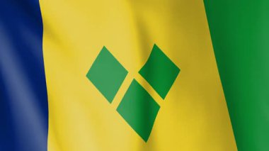Saint Vincent bayrağı ve Grenadines (SVG) animasyon arka planı. Ulusun ve kültürün sembolü. Rüzgar görüntülerinde dalgalanan bayrak. Asteğmenin adı da Mücevherler..