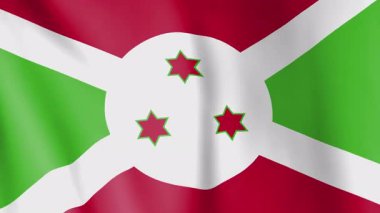 Burundi animasyon geçmişi bayrağı. Burun ulusunun ve kültürünün sembolü. Rüzgar görüntülerinde dalgalanan bayrak. Afrika 'daki ülkenin Devlet Asteğmeni.