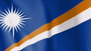 Marshall Adaları 'nın bayrağı canlandırılmış arka plan. Marshallese ulusunun ve kültürünün sembolü. Rüzgar görüntülerinde dalgalanan bayrak. Ulusal bayrağın döngü videosu.