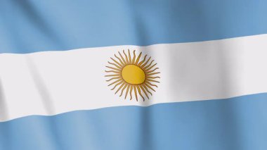 Arjantin animasyon arka planının bayrağı. Arjantin ulusunun ve kültürünün sembolü. Rüzgar görüntülerinde dalgalanan bayrak. Ulusal bayrağın döngü videosu.