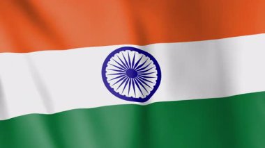 Hint animasyon arka planı bayrağı. Hint ulusunun ve kültürünün sembolü. Rüzgar görüntülerinde dalgalanan bayrak. Ulusal bayrağın döngü videosu.