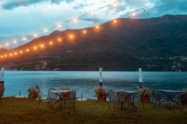 Lombardy tarzı plaj barı lago di Como 'da.