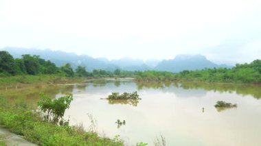 Yağmurdan sonra dalgalı sel nehri