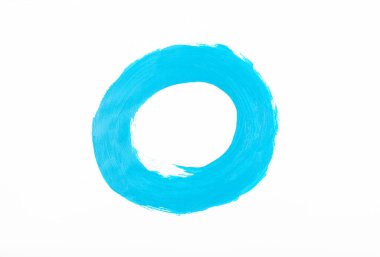 Beyaz arka planda mavi yuvarlak boya darbesi