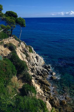 Okyanus Dalgaları 'nın Rocky Sahili' ne çarpmasının hava görüntüsü