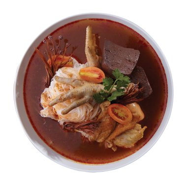 Üstten Görünüm beyaz arka plan Asian gıda yalıtmak ve kırpma yolu.