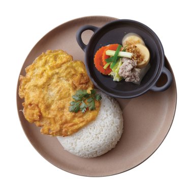 Üstten Görünüm beyaz arka plan Asian gıda yalıtmak ve kırpma yolu.