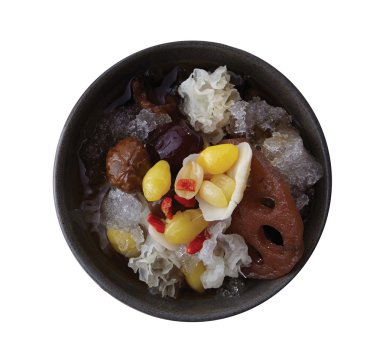 Üstten Görünüm beyaz arka plan Asian gıda yalıtmak ve kırpma yolu.