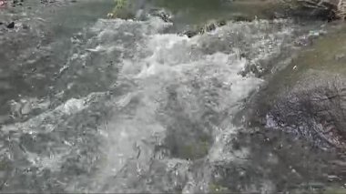 Uzak bir köyde akan temiz bir nehrin sakin doğa manzarası..