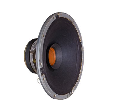 İzole eski Vintage müzik dinamik hoparlöre beyaz bir arka plan