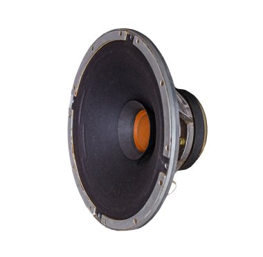 İzole eski Vintage müzik dinamik hoparlöre beyaz bir arka plan