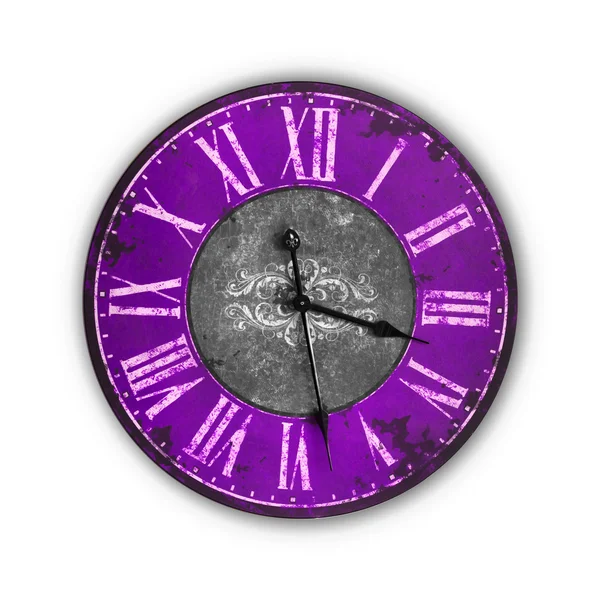 Isolated Vintage Old Purple Clock — Stock Photo, Image