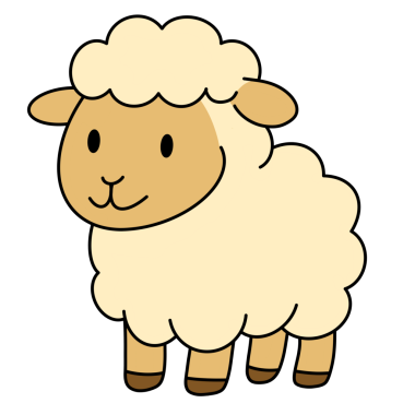   Mutlu bir ifadeyle oturan sevimli koyunlar. Çocuk kitapları, çıkartmalar, tebrik kartları, hayvan temalı tasarımlar, boyama sayfaları ve sevimli hayvan çizimleri için mükemmel. Basit ve büyüleyici çizgi film tarzı çocuklar ve eğlenceli projeler için idealdir.