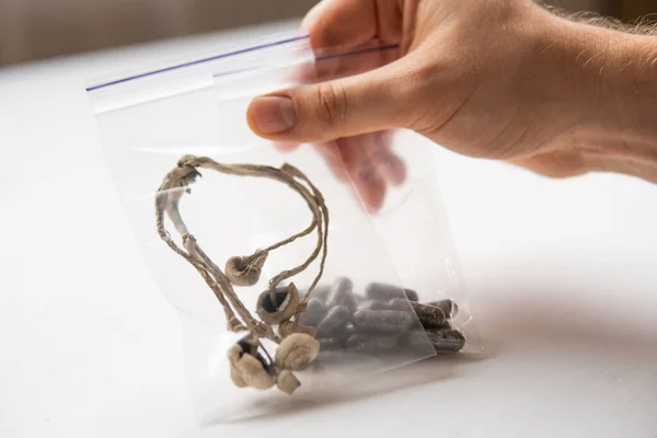 Trockene Psilocybe Cubensis Psychedelische Mikrodosierung Medikamente Physisch Mikrodosierung Von Energie — Stockfoto