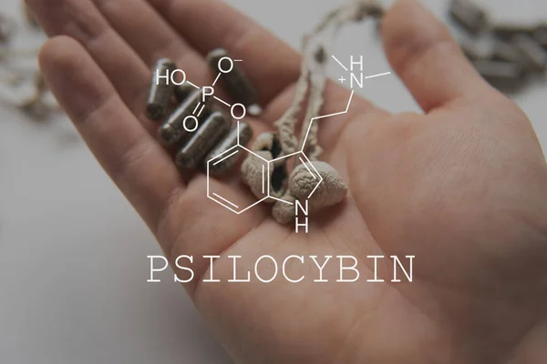 Психоделическая Формула Псилоцибина Медицинская Легализация Психоактивный Природный Препарат Медицинский Псилоцибин — стоковое фото